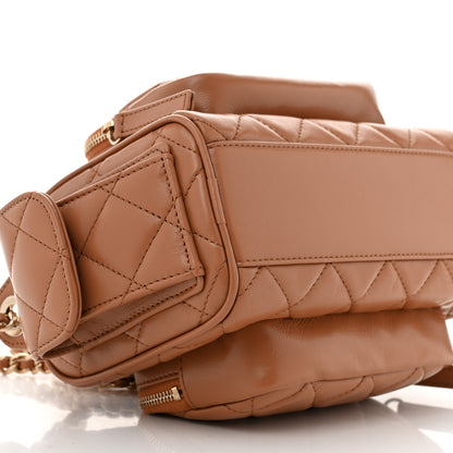 Chanel Shiny Crumpled Lambskin Quilted Small Preppy Pocket Camera Case Brown 9 of 11