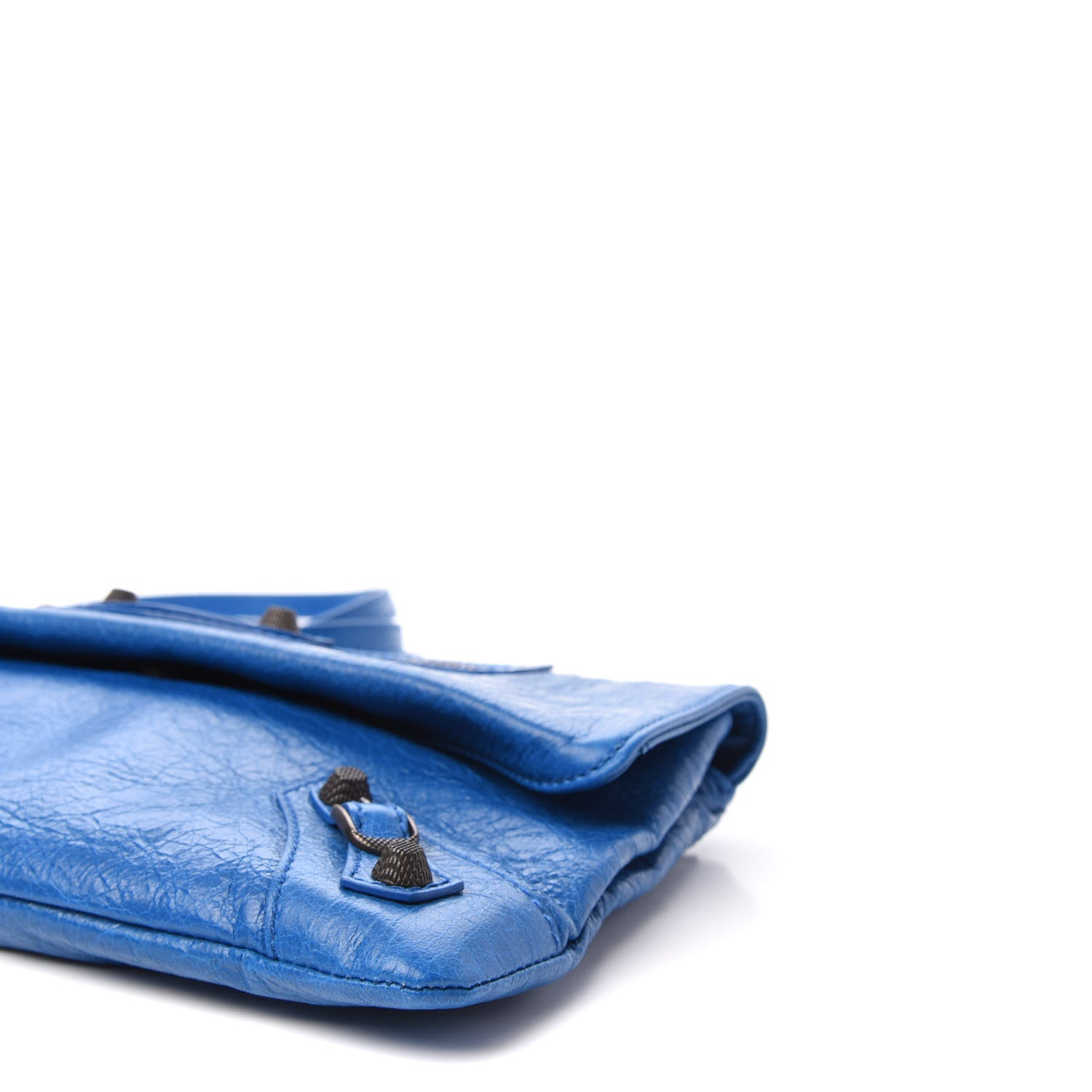 Balenciaga Agneau Giant 12 Gold Hardware Envelope Strap Clutch Bleu Rivage 9 of 10