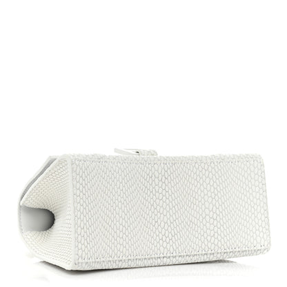 Balenciaga Matte Calfskin Snake Embossed Tonal B Small Hourglass Top Handle Bag Optic White 4 of 10
