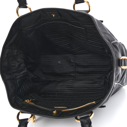Prada Tessuto Nylon Calfskin Tote Black 5 of 13