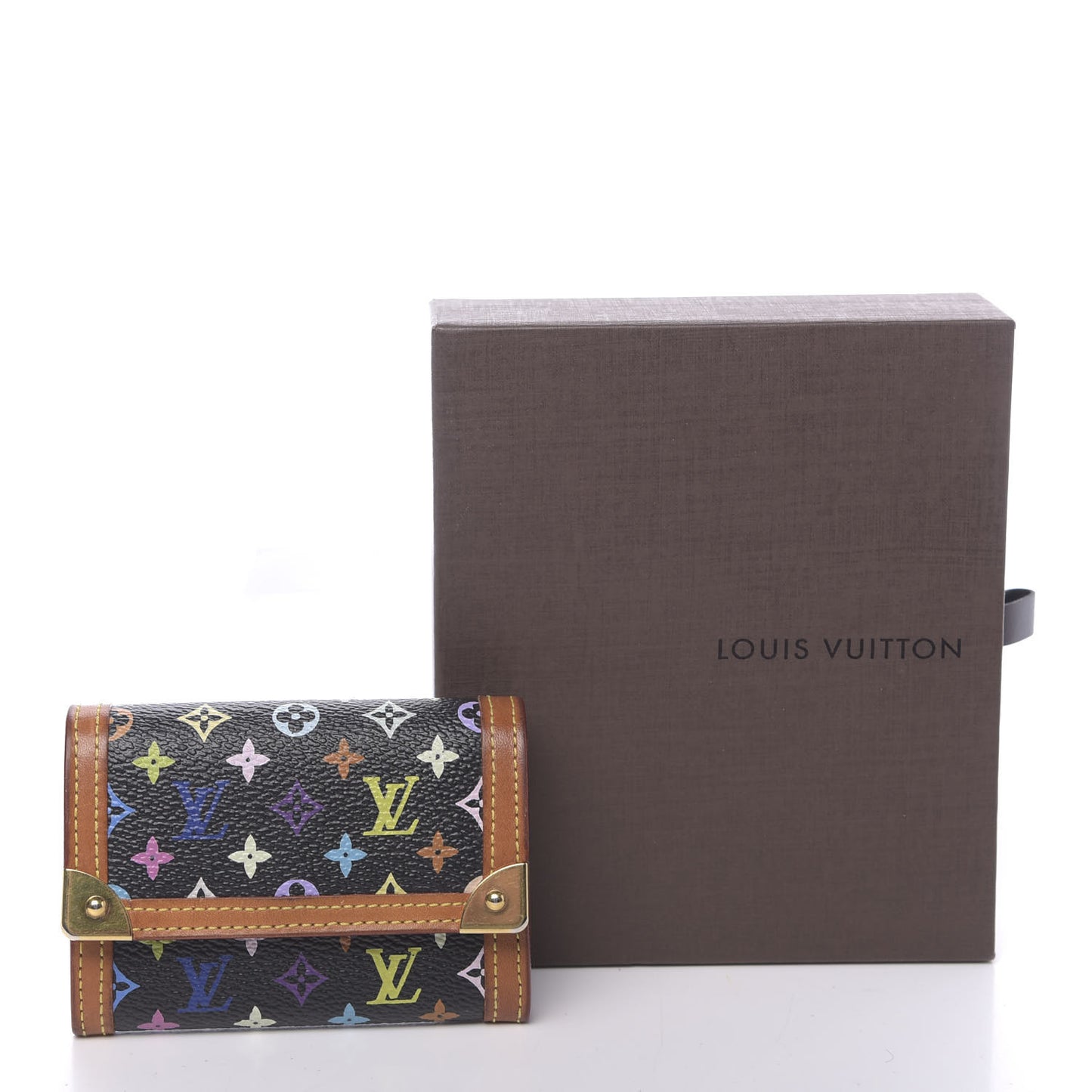 Monogram Multicolor Porte-Monnaie Plat Coin Purse Black