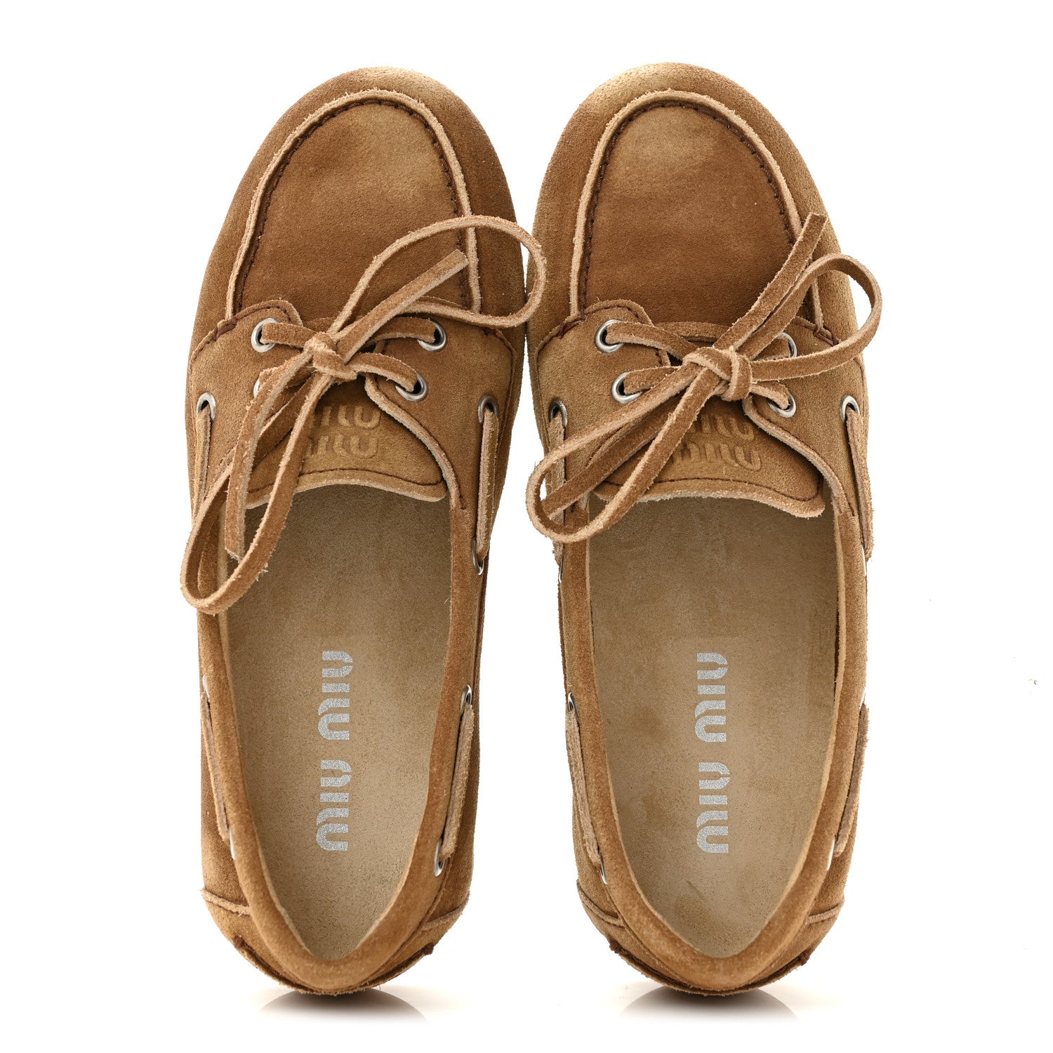 Miu Miu Faded Suede Deck Loafers 36.5 Cinnamon 2 of 9
