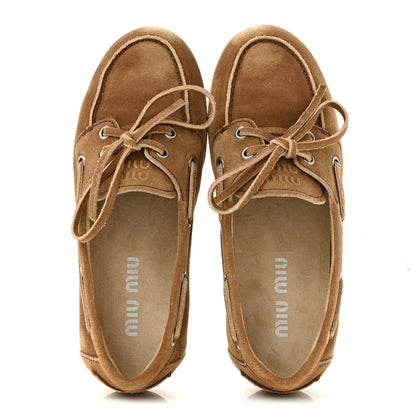 Miu Miu Faded Suede Deck Loafers 36.5 Cinnamon 2 of 9