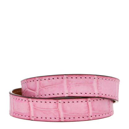Hermes Matte Alligator Kelly Double Tour Bracelet 5P Pink 3 of 5
