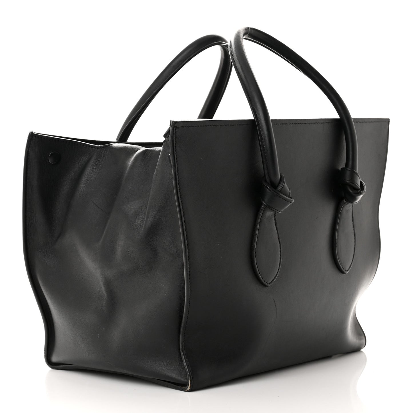 Natural Calfskin Medium Tie Knot Tote Black