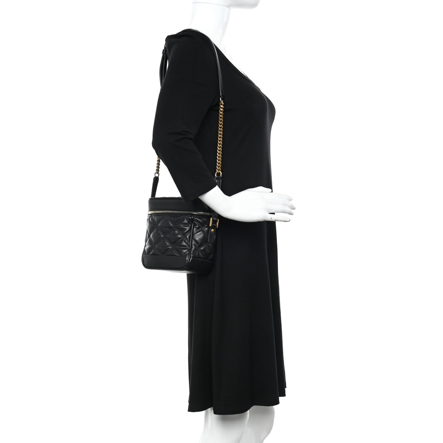 Saint Laurent Grain de Poudre Quilted 80's Vanity Bag Black 2 of 11