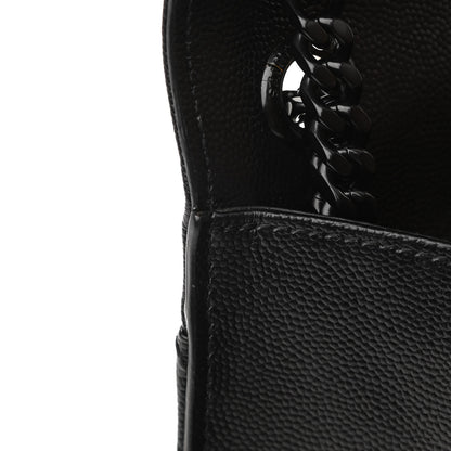 Saint Laurent Grain De Poudre Textured Mixed Matelasse Triquilt Medium Monogram Satchel Black 10 of 14