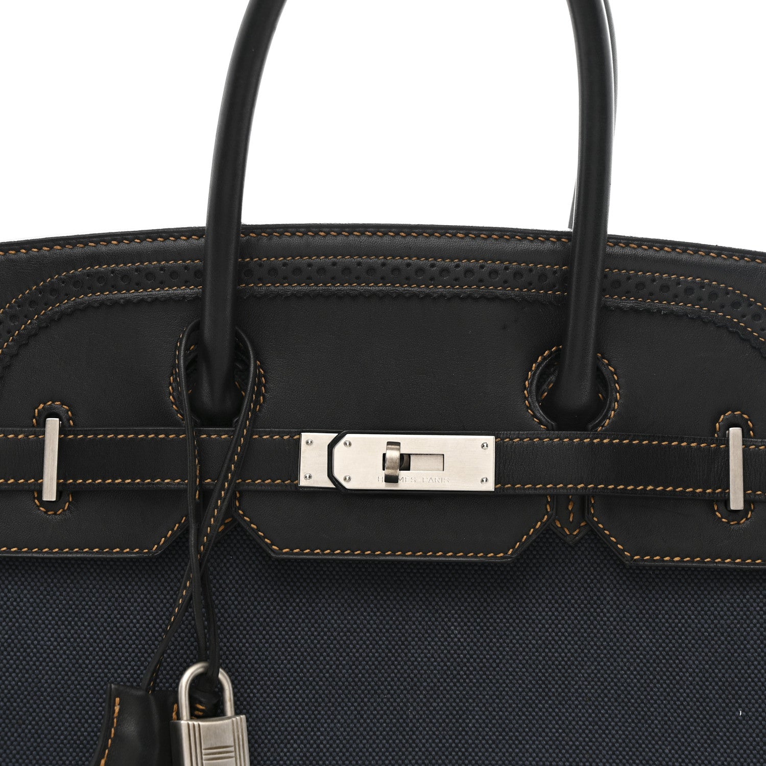 Hermes Evercalf Toile Ghillies Birkin 35 Black Denim Fonce 8 of 10
