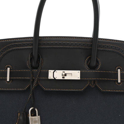 Hermes Evercalf Toile Ghillies Birkin 35 Black Denim Fonce 8 of 10