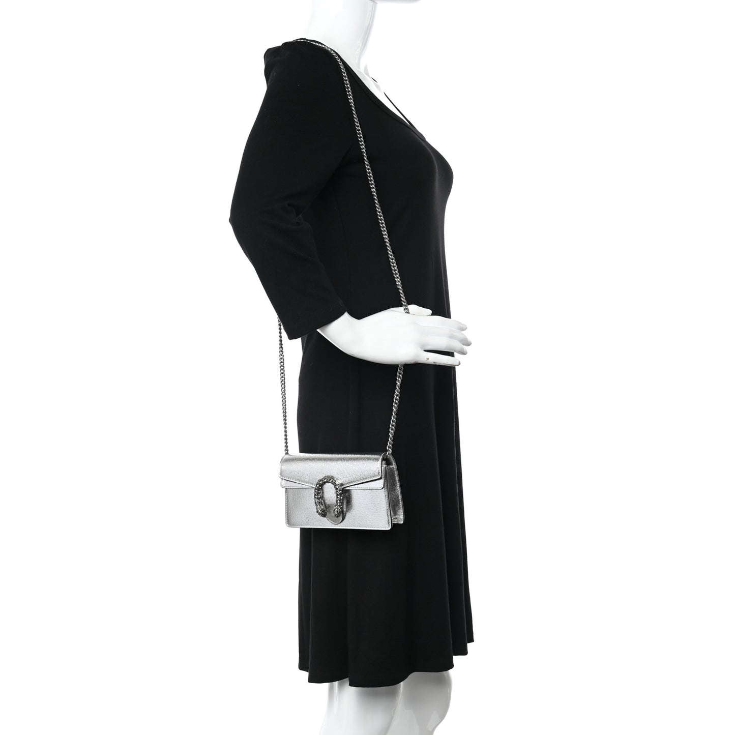 Metallic Calfskin Super Mini Dionysus Shoulder Bag Silver