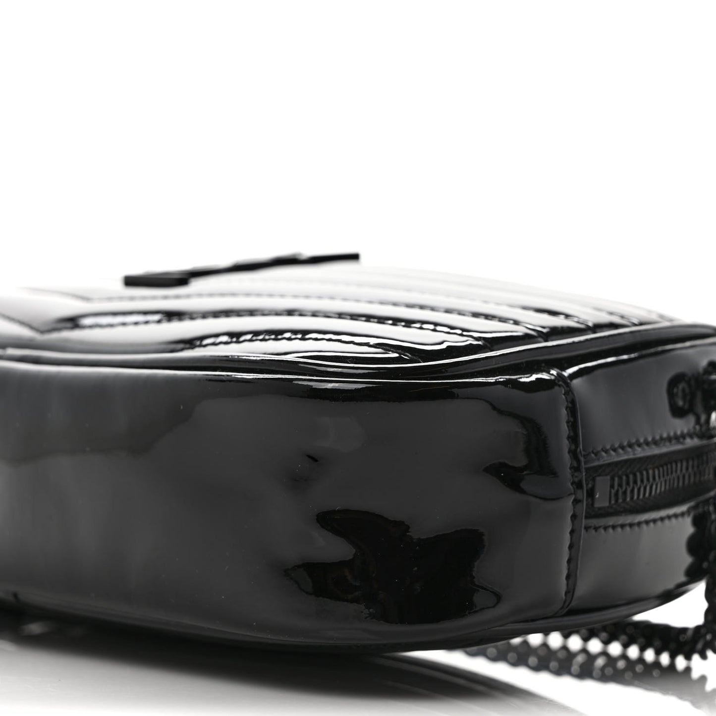 Patent Calfskin Matelasse Monogram Mini Lou Camera Bag Black