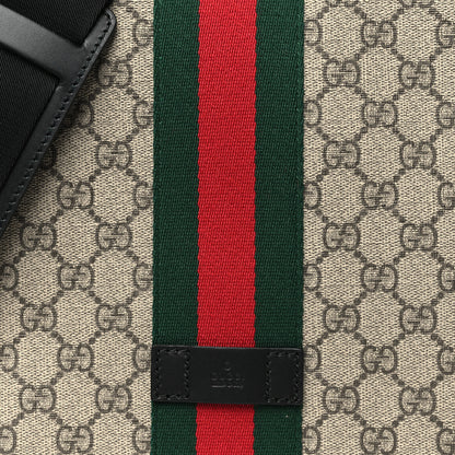Gucci GG Supreme Monogram Web Flap Messenger Bag Black 8 of 10