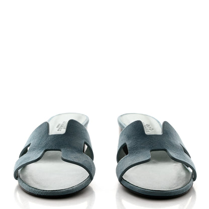 Hermes Suede Goatskin Oasis Sandals 39 Vert D'eau Vert Anglais 2 of 9