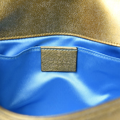 Gucci Metallic Calfskin Matelasse Mini GG Marmont Shoulder Bag Gold Pink 6 of 11
