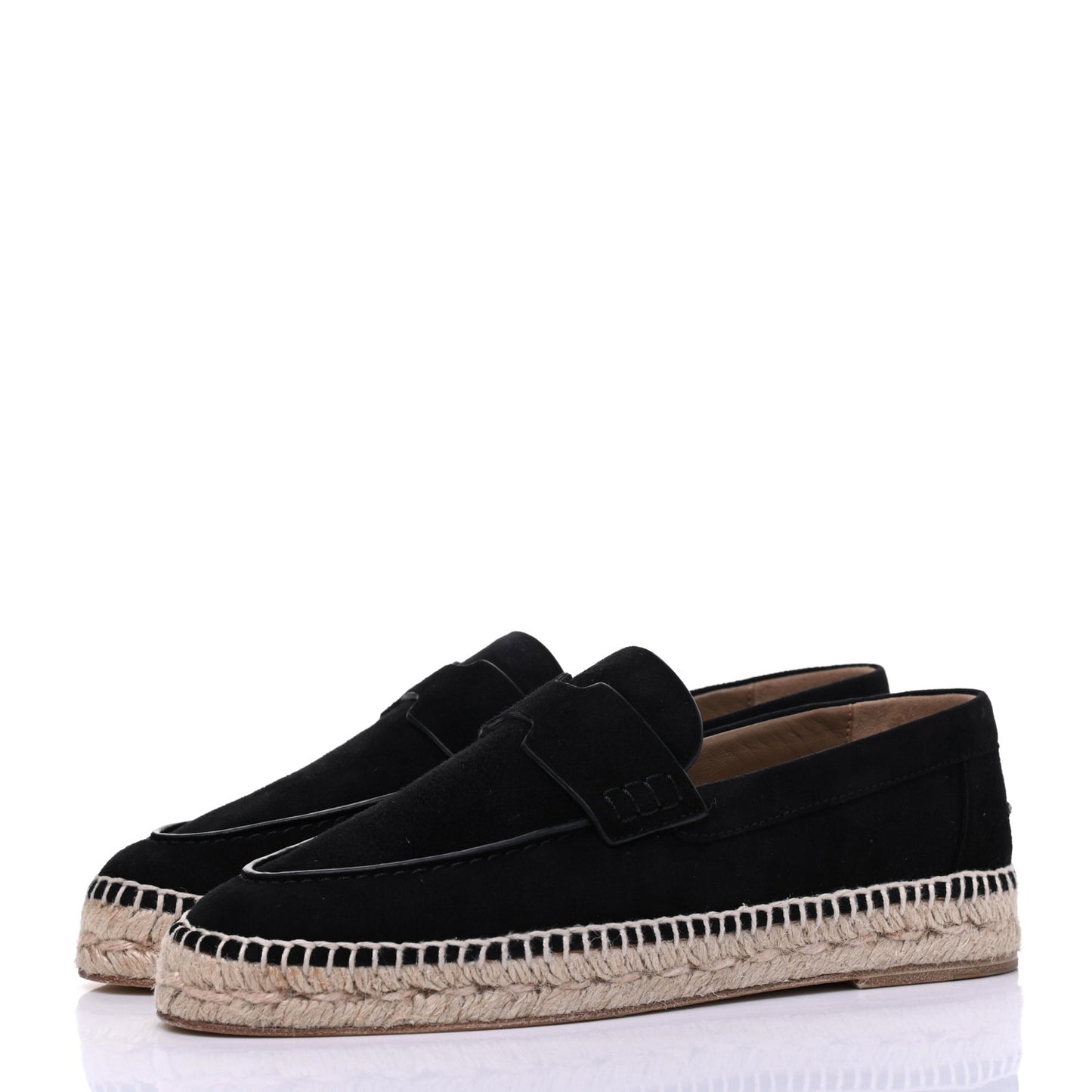 Suede Calfskin Womens Trip Espadrilles 36 Black