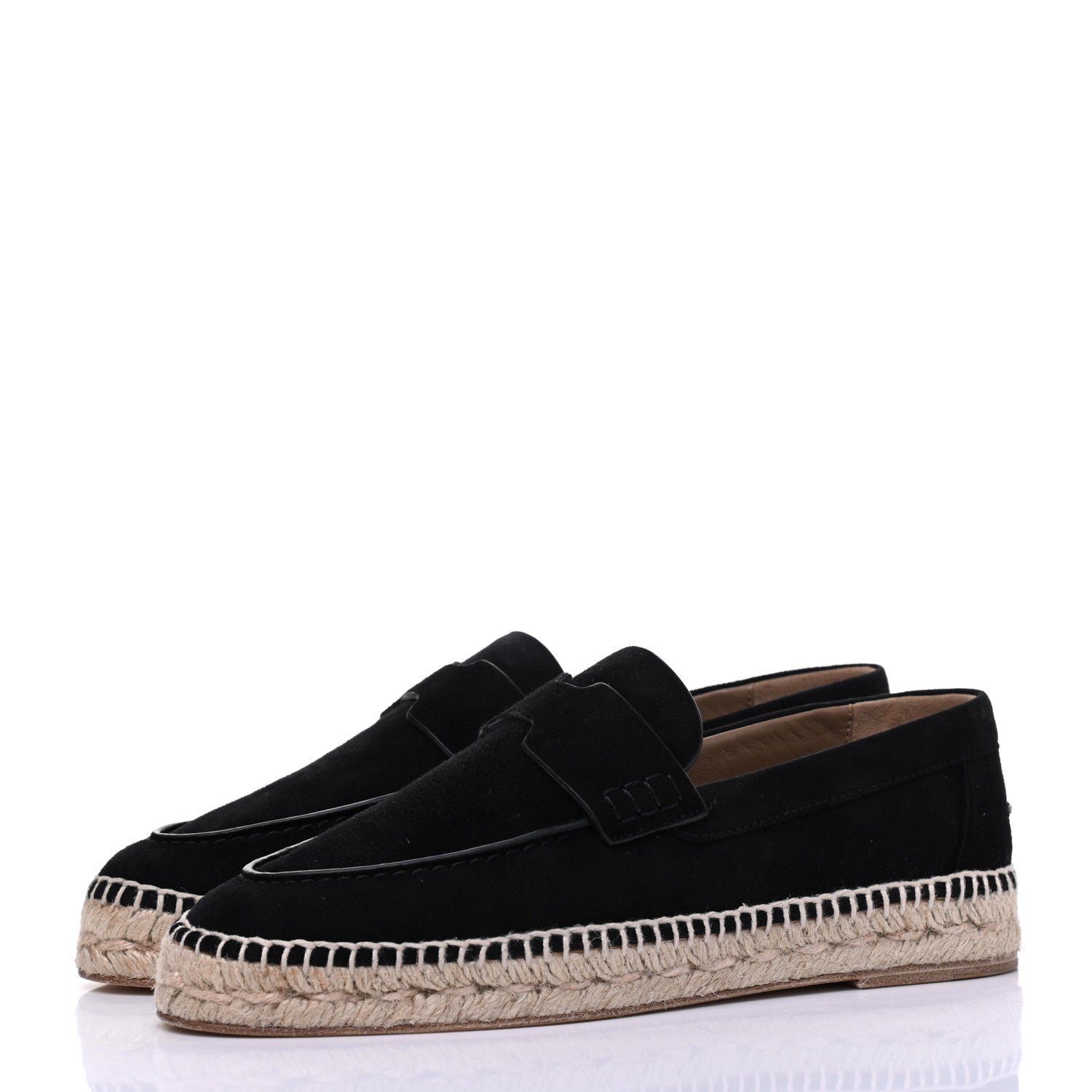 Hermes Suede Calfskin Womens Trip Espadrilles 36 Black 3 of 8