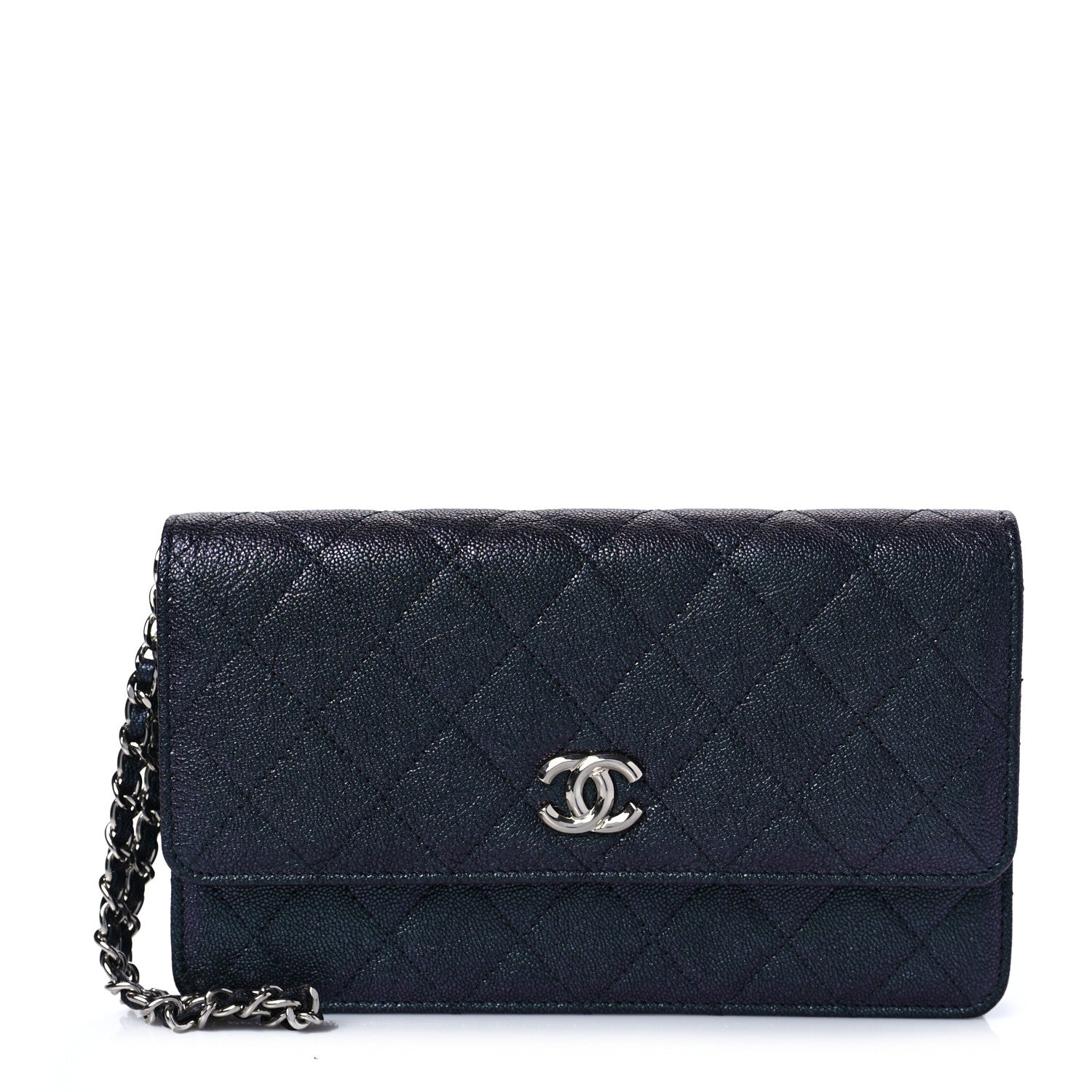 Chanel Iridescent Caviar Quilted Classic Pouch Clutch Black 1 of 10