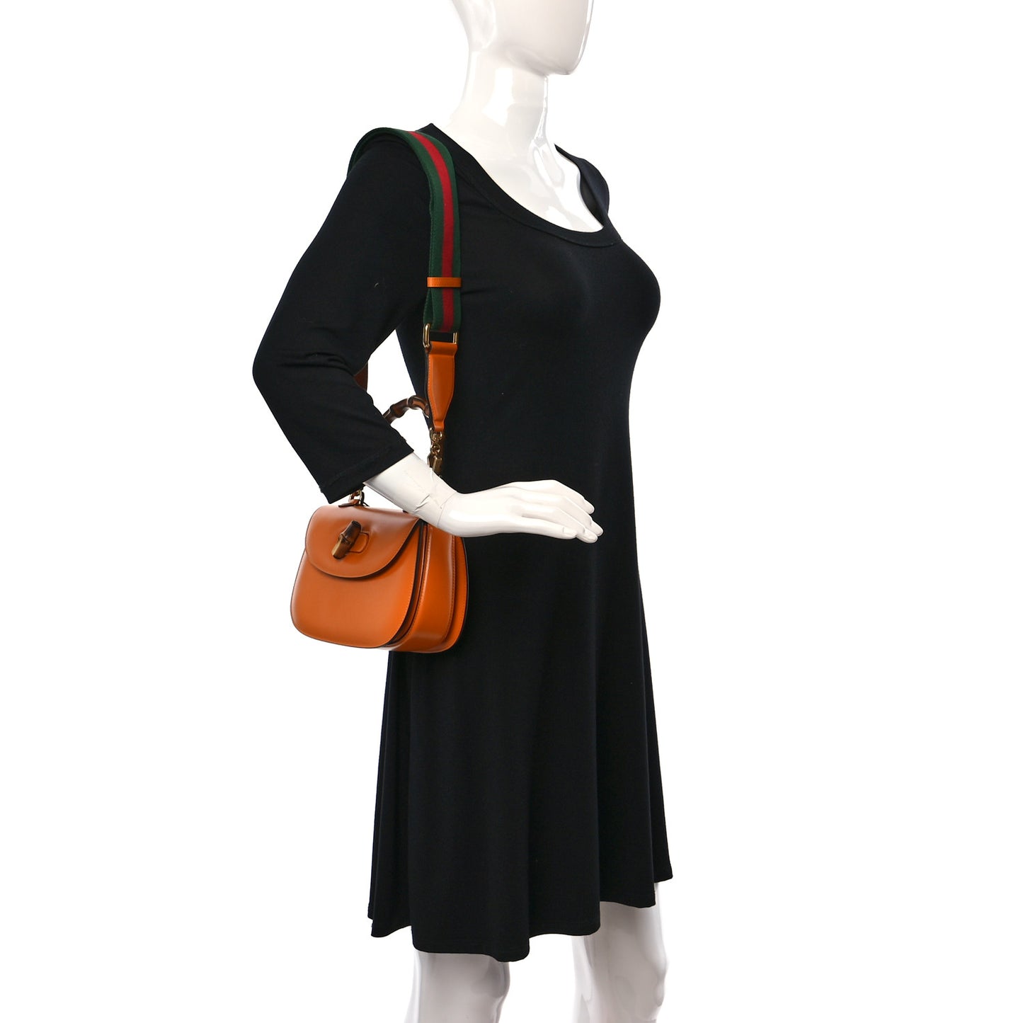 Boarded Dyana Lux Calfskin Web Small Bamboo 1947 Top Handle Bag Marigold Yellow