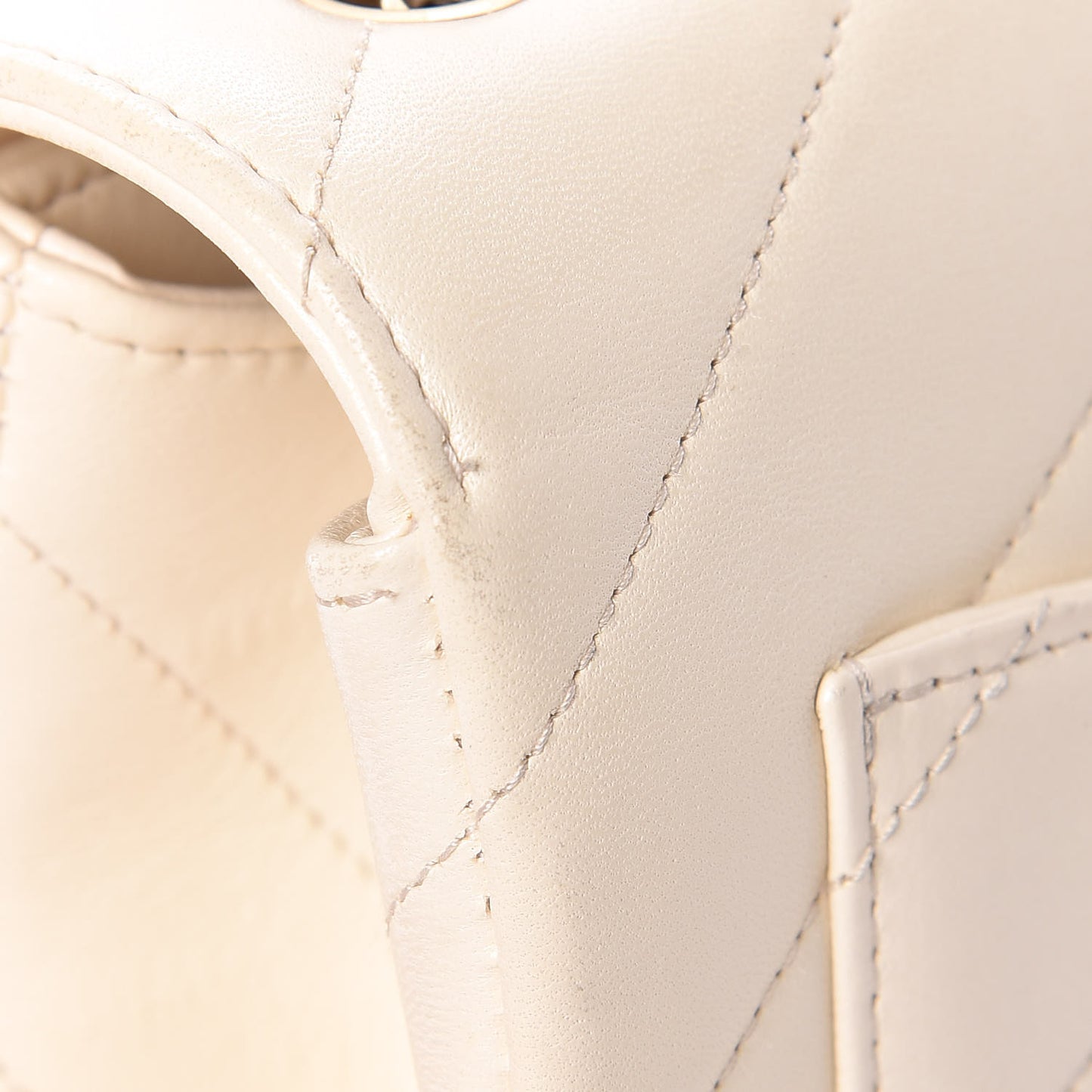 Lambskin Chevron Quilted Envelope Flap White