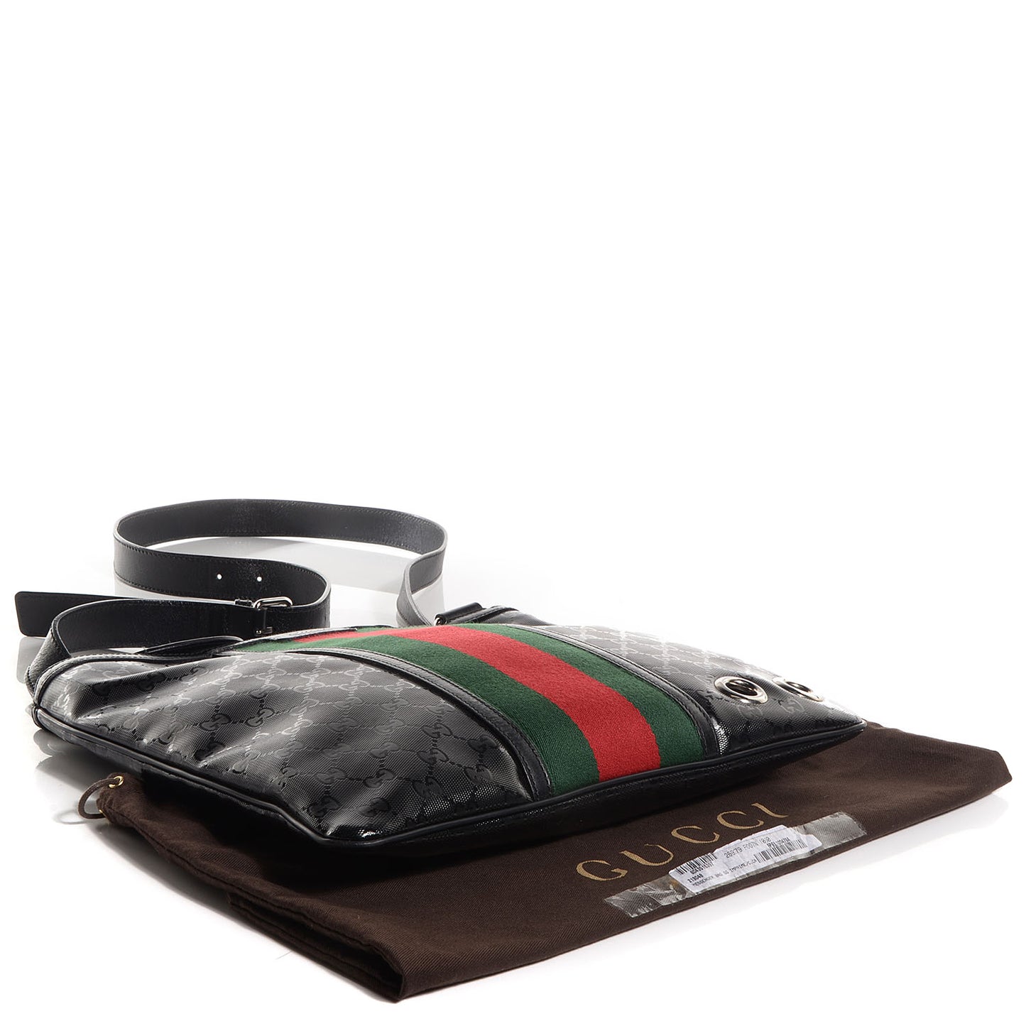 Imprime Monogram Web Medium 500 by Gucci Flat Messenger Bag Black