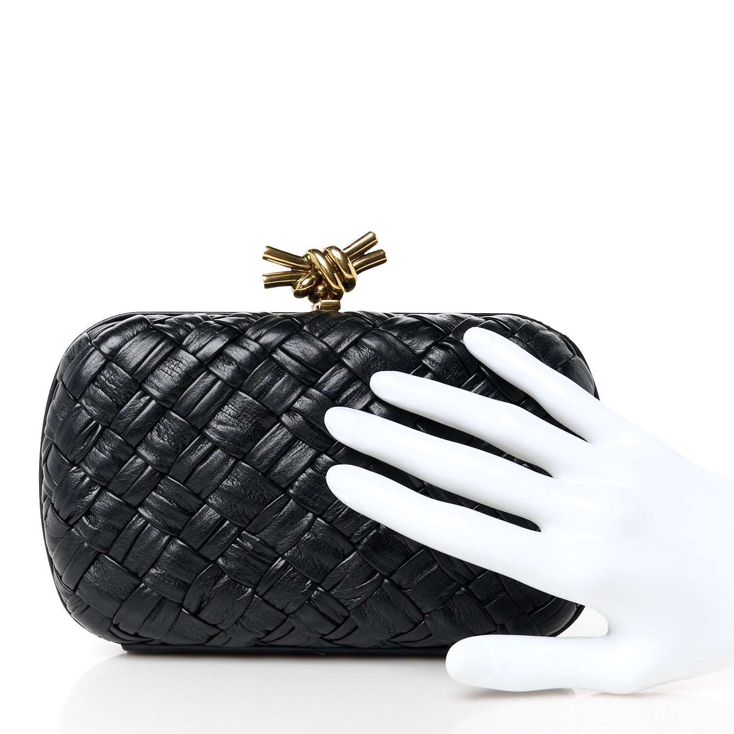 Bottega Veneta Foulard Intrecciato Minaudiere Knot Clutch Black 2 of 10