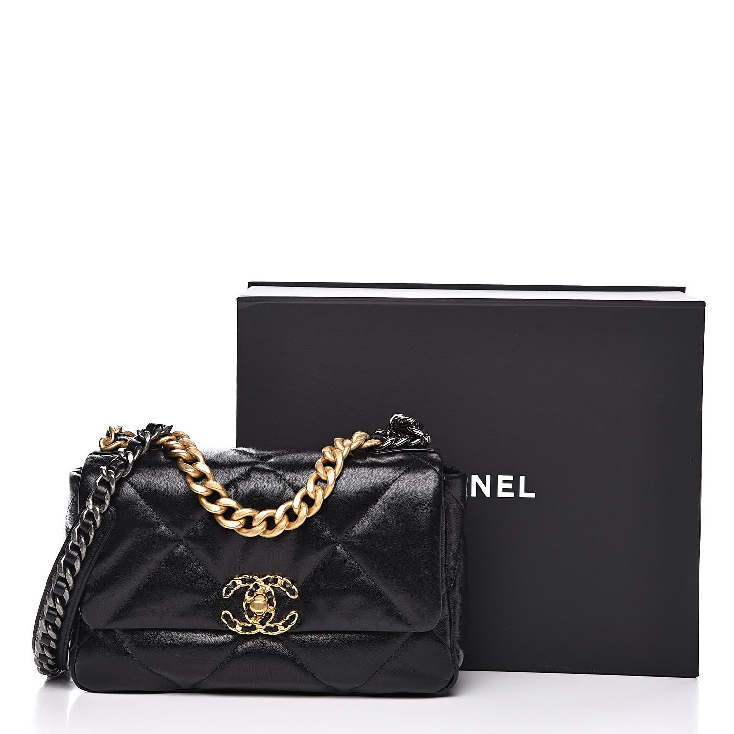 Chanel Goatskin Quilted Medium 19 Flap Black 11 of 11