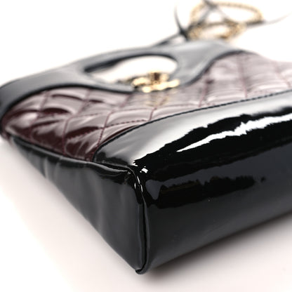 Chanel Patent Calfskin Quilted Mini 31 Shopping Bag Burgundy Black 8 of 10