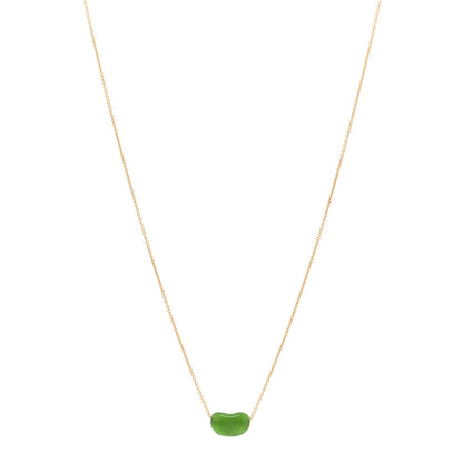 Tiffany 18K Yellow Gold Green Jade 9mm Elsa Peretti Bean Pendant Necklace 1 of 5