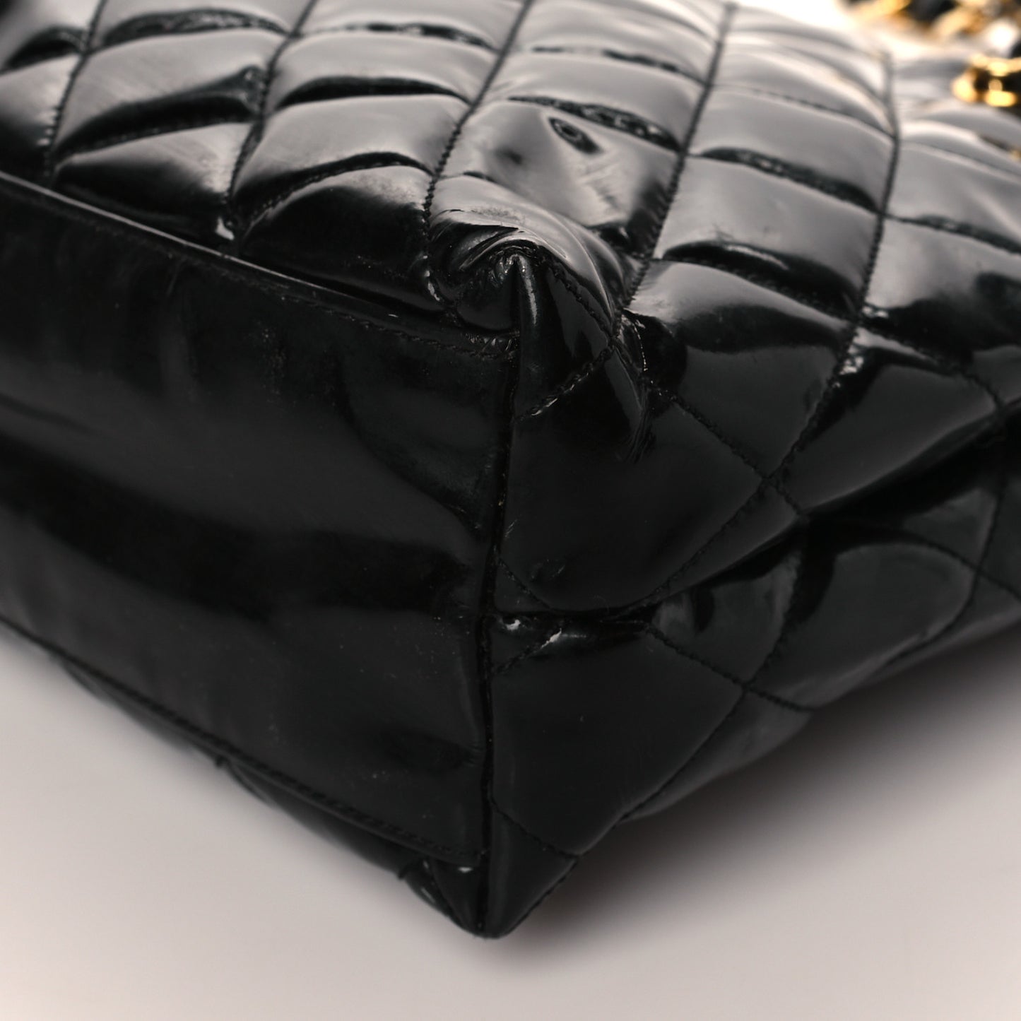 Patent Quilted Tote Black