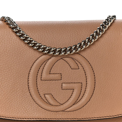 Gucci Pebbled Calfskin Medium Soho Flap Crossbody Camelia 8 of 12