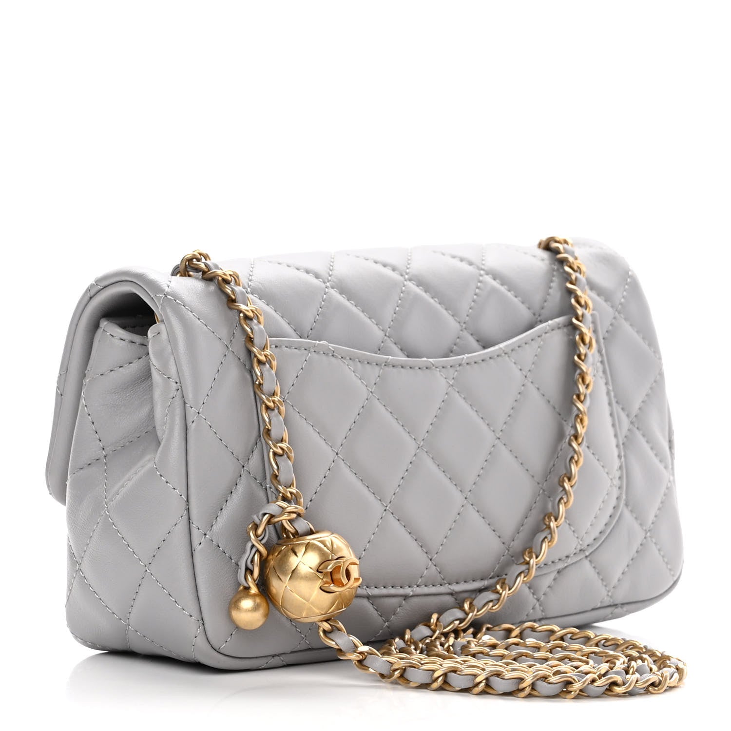Chanel Lambskin Quilted Mini Rectangular Pearl Crush Flap Grey 3 of 12