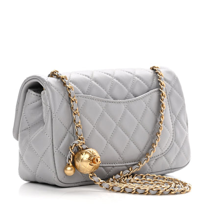 Chanel Lambskin Quilted Mini Rectangular Pearl Crush Flap Grey 3 of 12