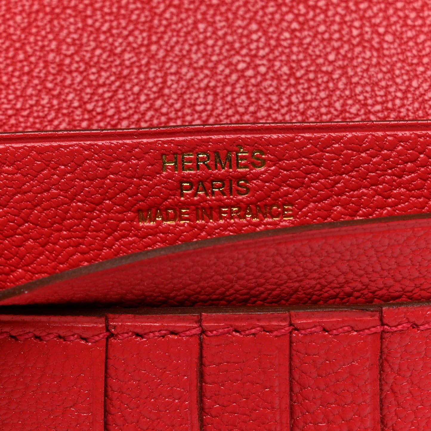 Ostrich Bearn Compact Wallet Rouge Vif