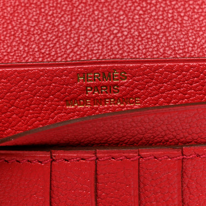 Hermes Ostrich Bearn Compact Wallet Rouge Vif 6 of 9