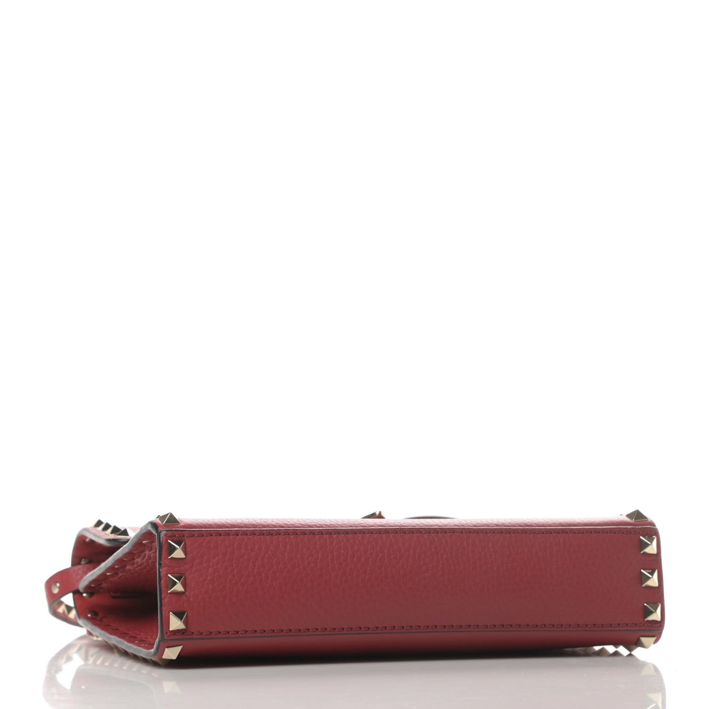 Pebbled Calfskin Medium Rockstud Flip Lock Crossbody Bag Red