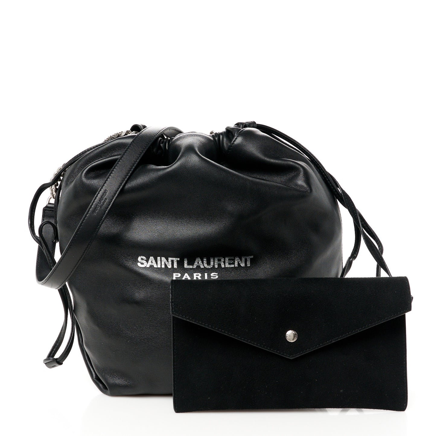 Lambskin Teddy Drawstring Bag Black