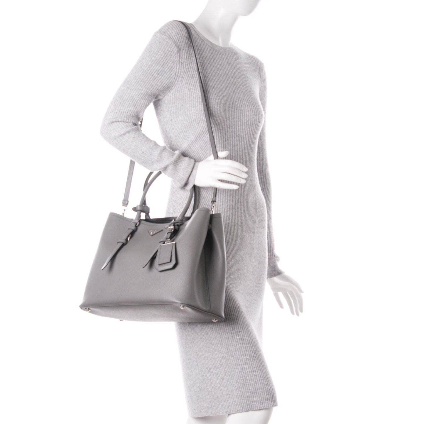 Saffiano Cuir Medium Double Handle Tote Marmo