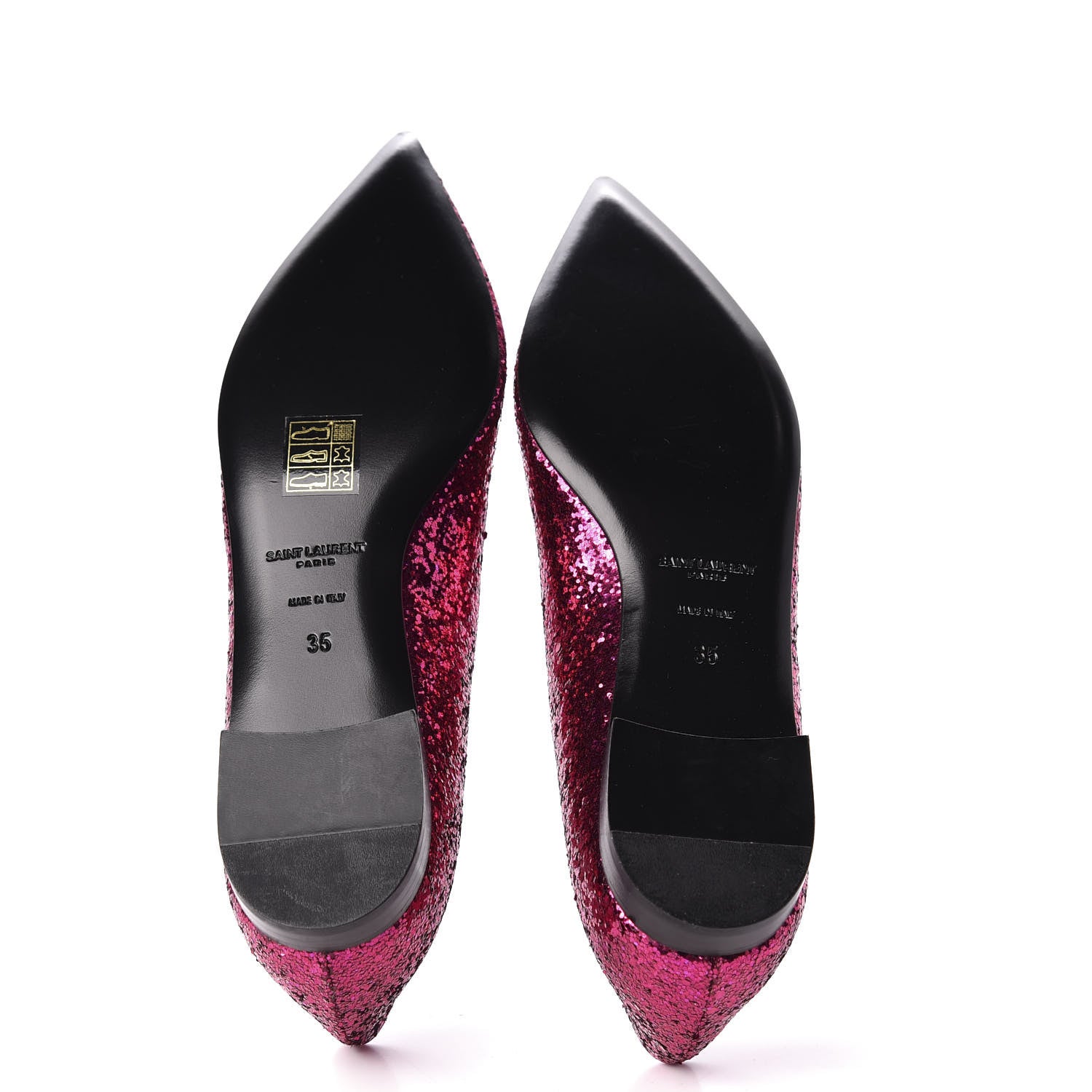 Saint Laurent Metallic Sparkle Fabric Paris Ballet Flat 35 Fuchsia 5 of 8