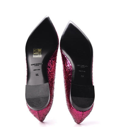 Saint Laurent Metallic Sparkle Fabric Paris Ballet Flat 35 Fuchsia 5 of 8