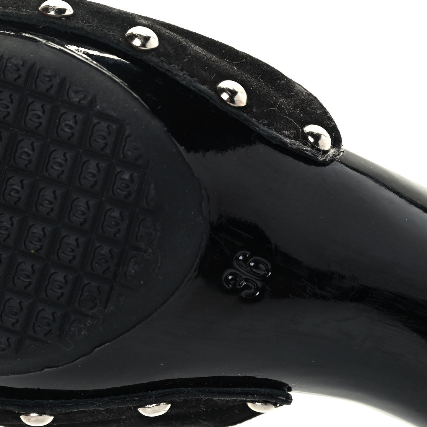 Suede CC Buckle Clogs 36 Black