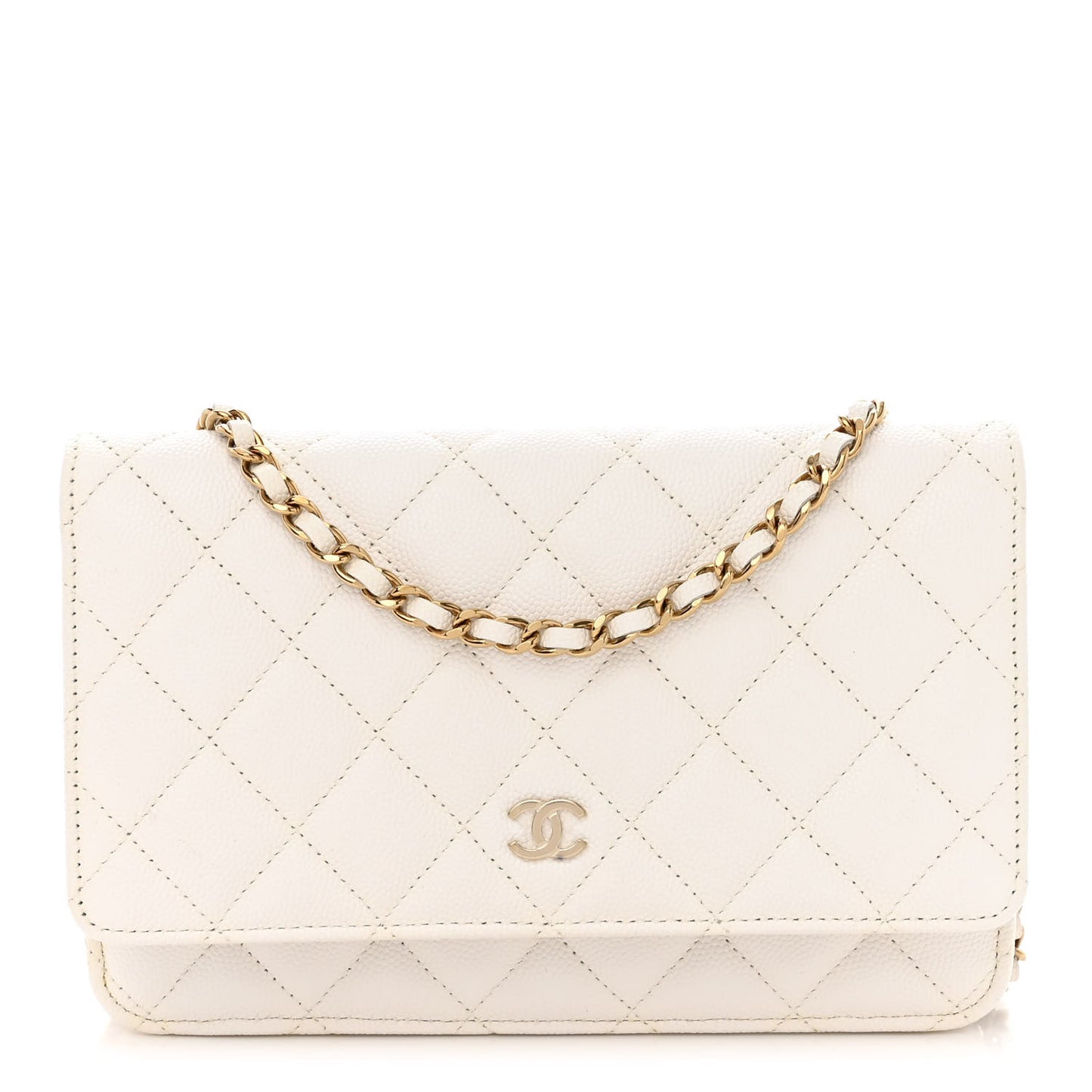 Caviar Quilted Wallet On Chain WOC White