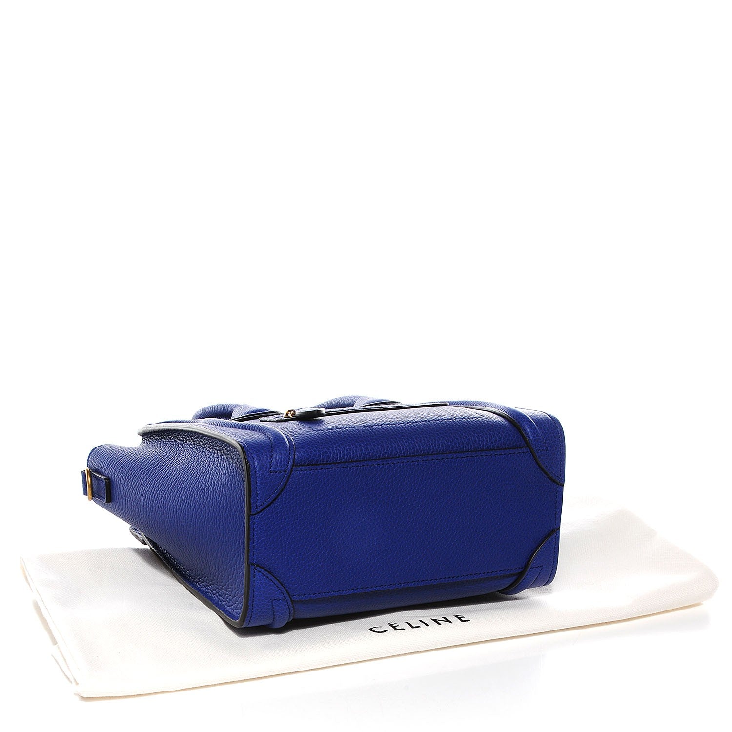 Celine Drummed Calfskin Nano Luggage Indigo 4 of 8