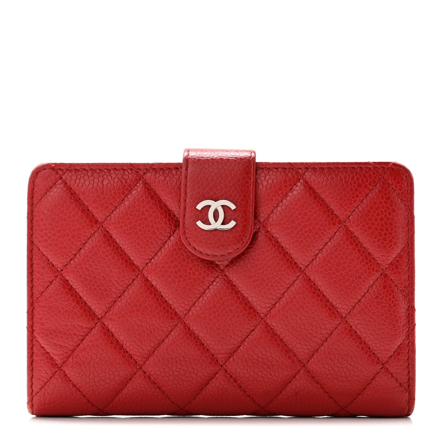 Caviar Quilted Zipped Pocket Wallet Red