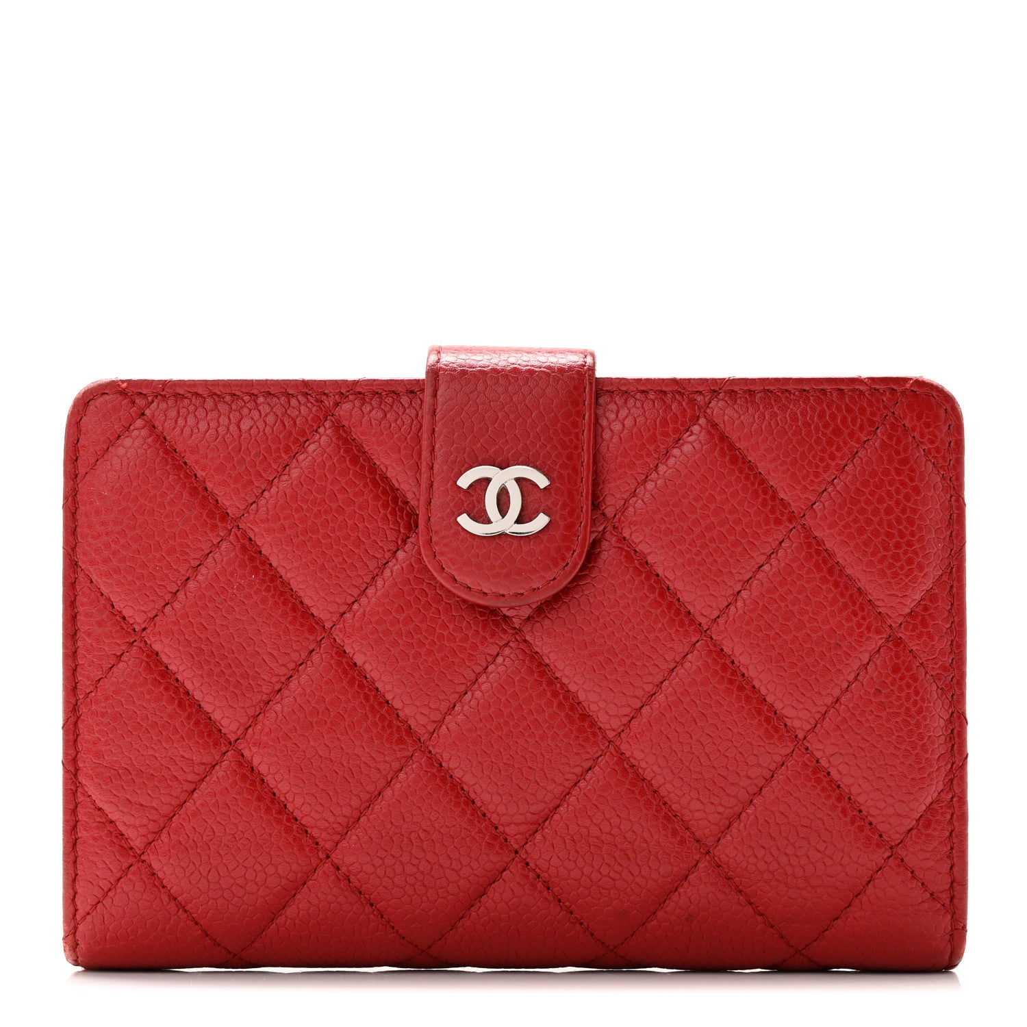 Chanel Caviar Quilted Zipped Pocket Wallet Red 1 of 20