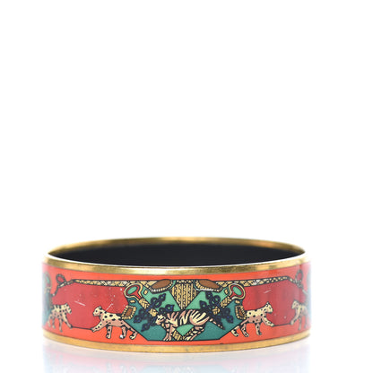 Hermes Enamel Printed Wide Snow Leopards Bracelet 65 3 of 5