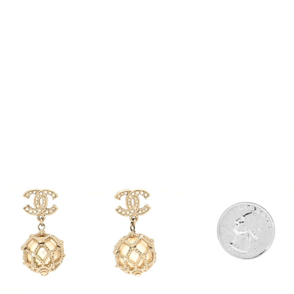 Chanel Pearl Caged CC Drop Earrings Gold 2 of 5