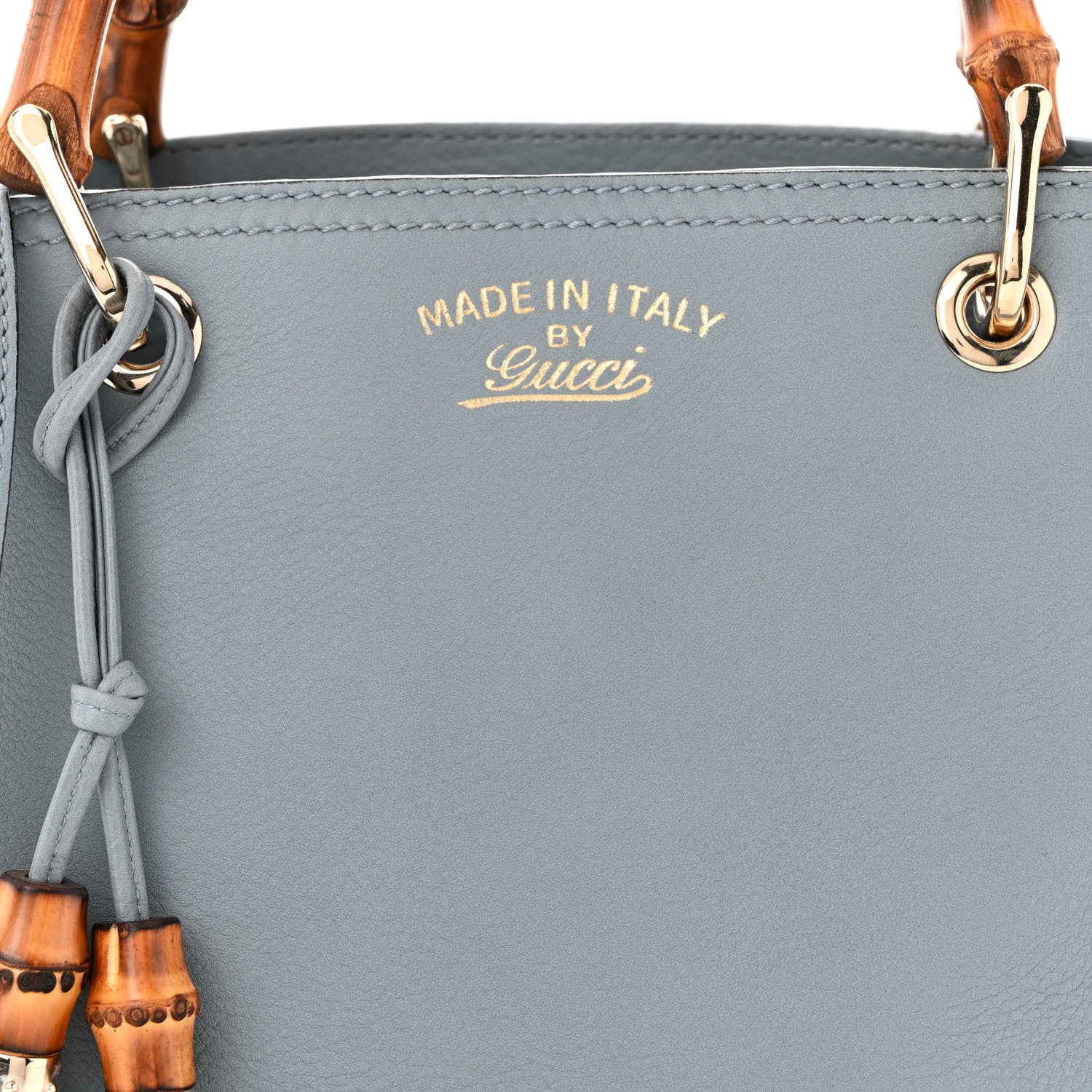 Gucci Calfskin Small Bamboo Shopper Tote Light Blue 8 of 10