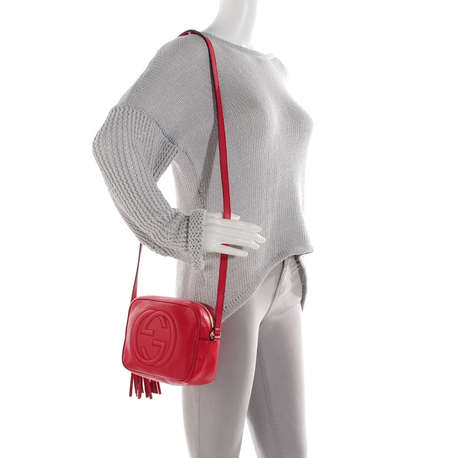 Gucci Pebbled Calfskin Small Soho Disco Bag Tabasco Red 2 of 7