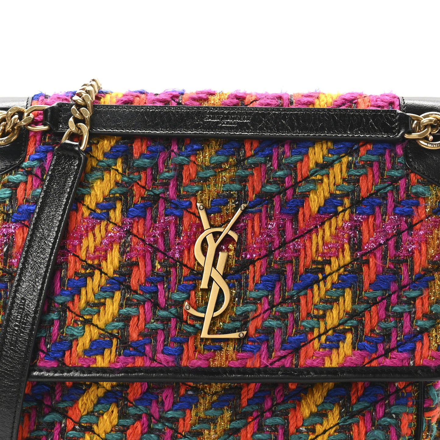 Tweed Calfskin Matelasse Monogram Medium Niki Chain Satchel Multicolor