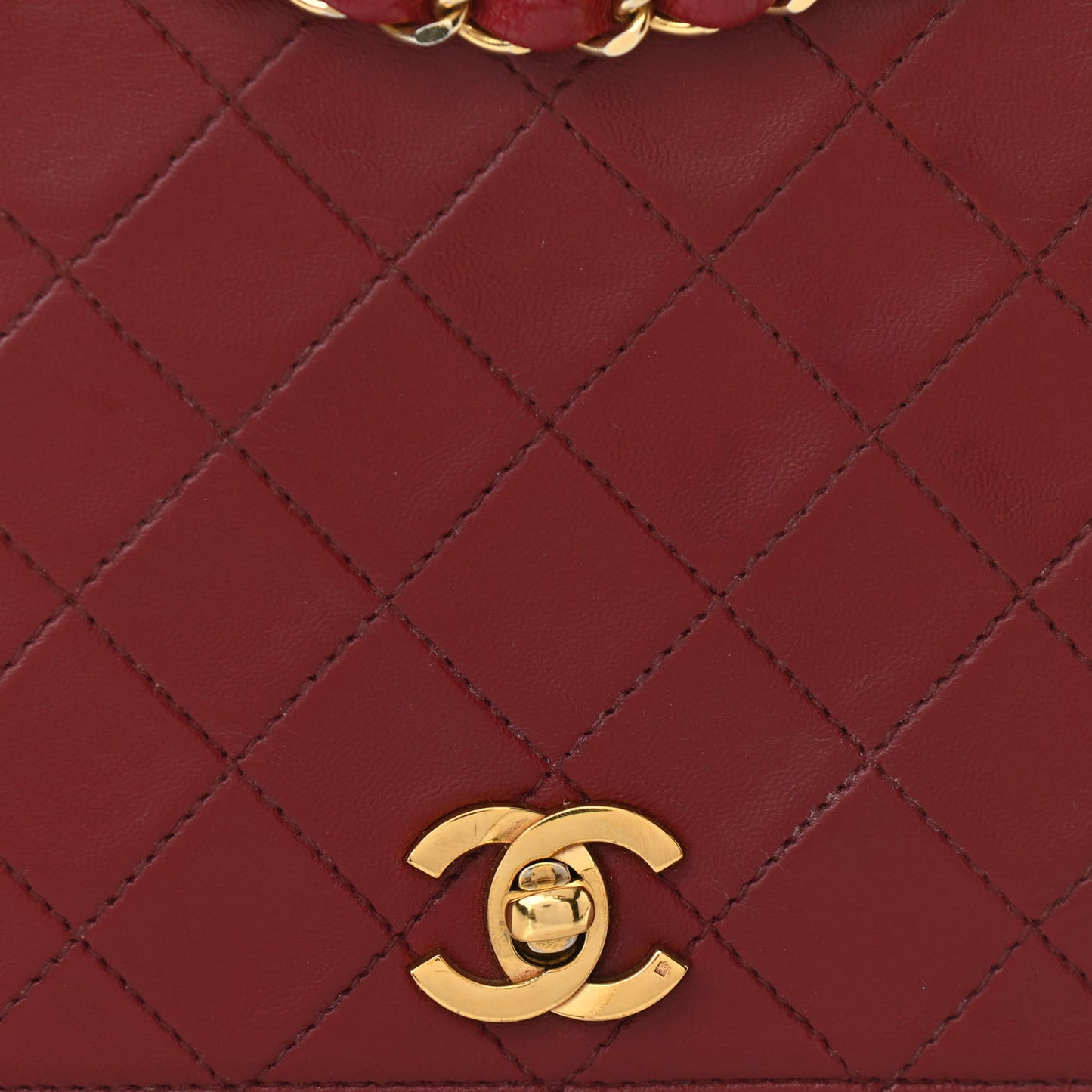 Lambskin Quilted Small Single Flap Bag Red